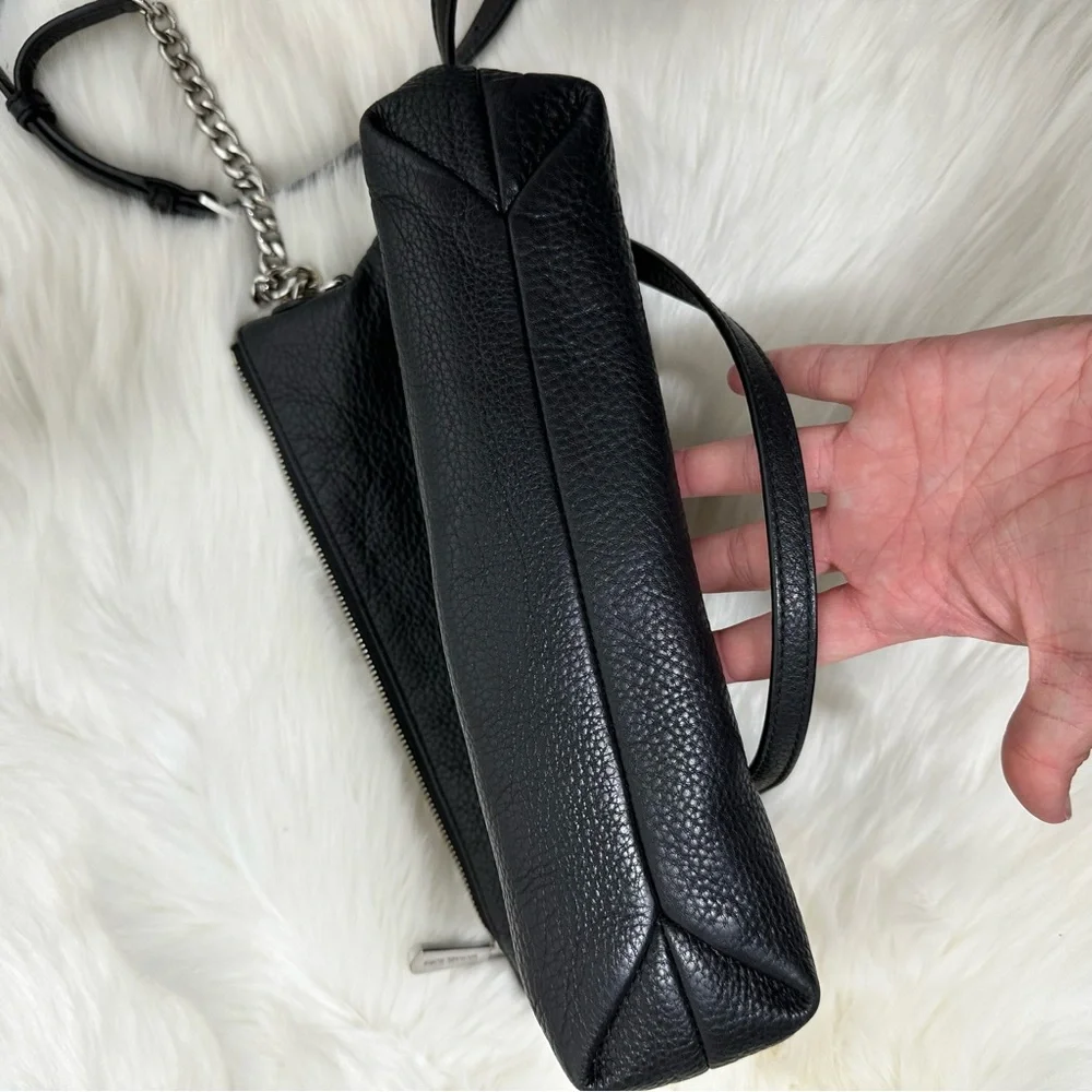 Michael Kors Chain Jet Set Messenger Bag Black Leather - Picture 6 of 15